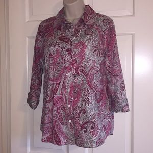 Pink paisley cotton blouse